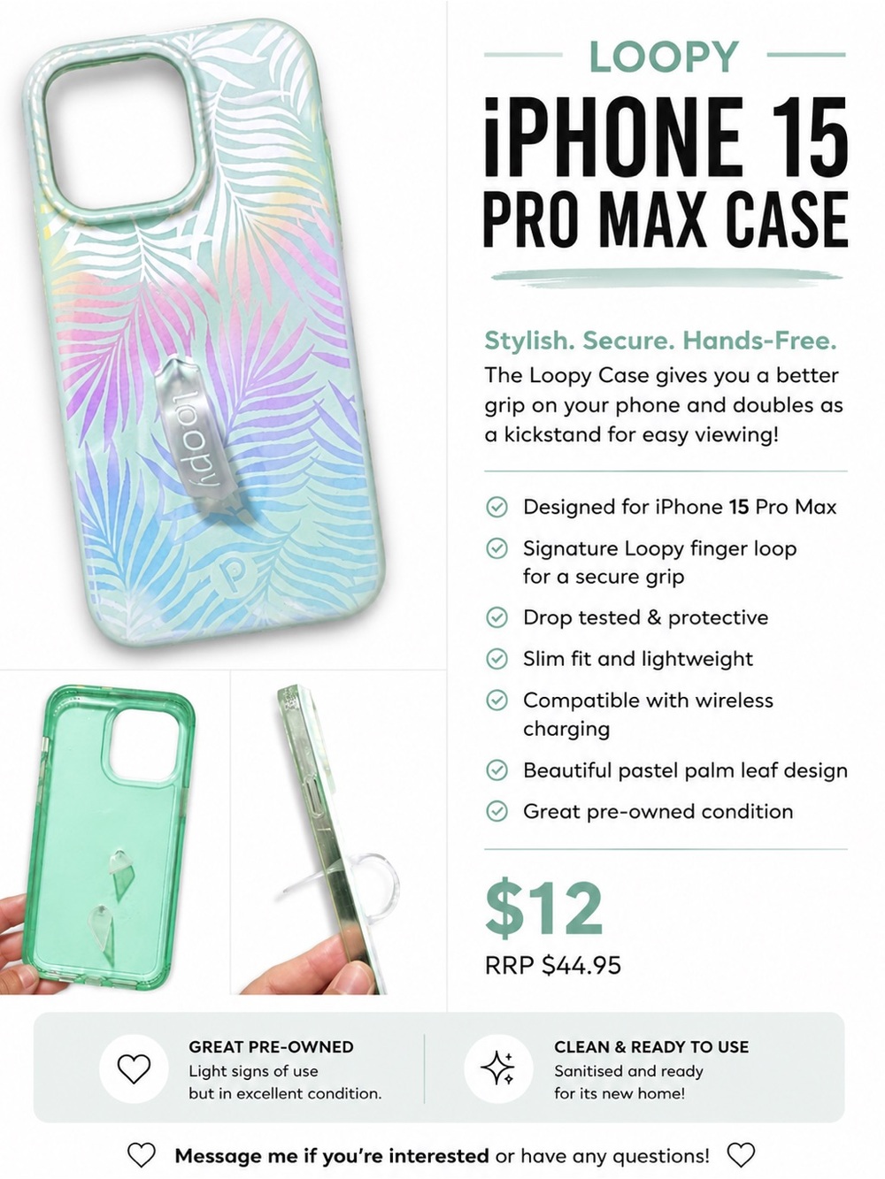 Loopy Case Pastel Palm Leaf iPhone 15 Pro Max